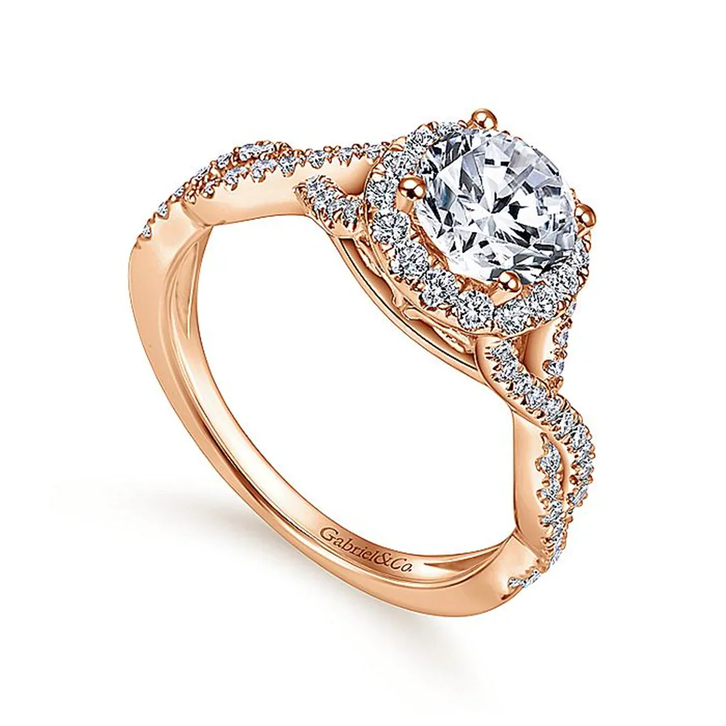 14K Rose Gold 'Marissa' Halo Round Diamond Engagement Ring