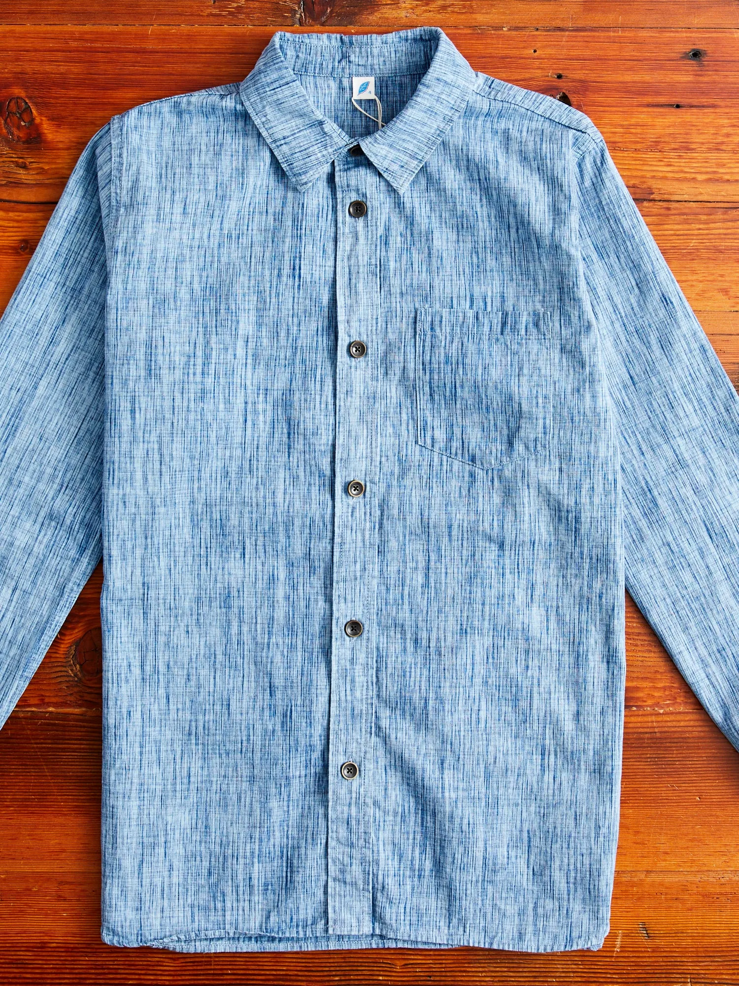 6oz Kasuri Chambray Button-Up Shirt in Indigo