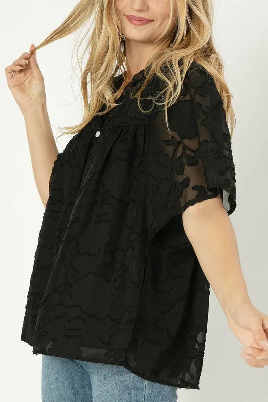 A-Line Blouse with Ruffle Trim