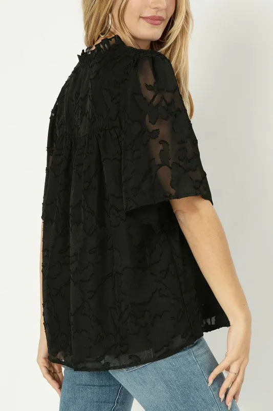 A-Line Blouse with Ruffle Trim