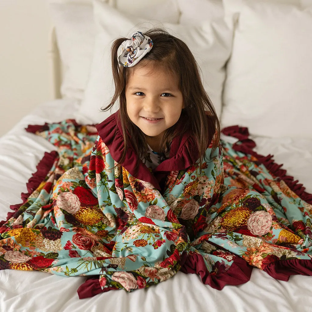 Adalynn & Dark Cherry Ruffled Luxe Patoo Blanket