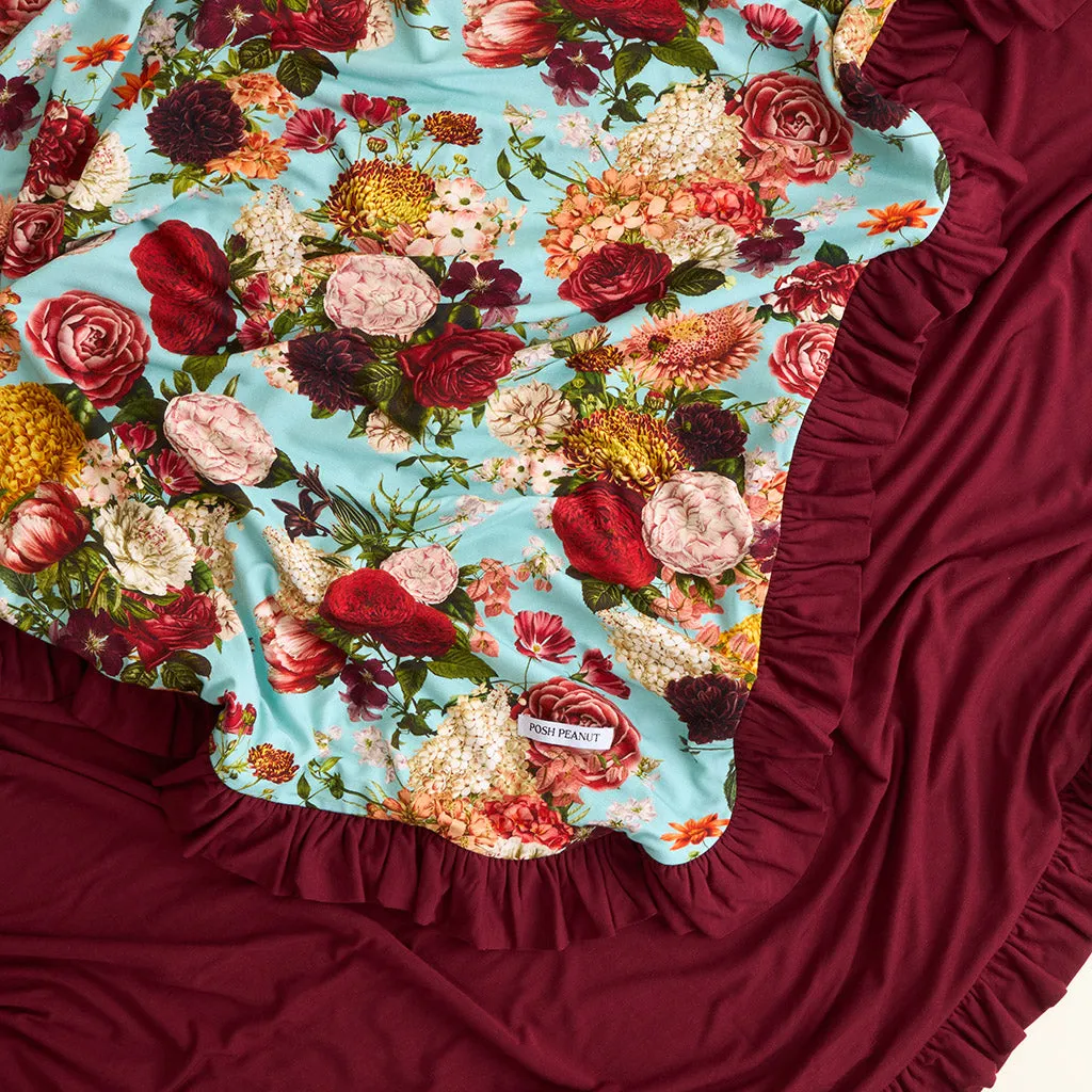 Adalynn & Dark Cherry Ruffled Luxe Patoo Blanket