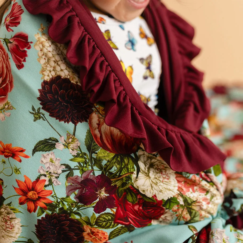 Adalynn & Dark Cherry Ruffled Luxe Patoo Blanket