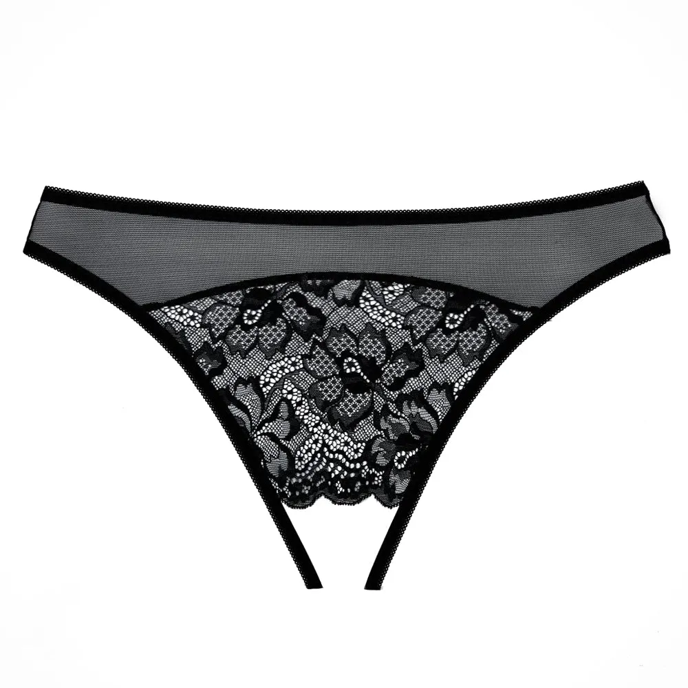 Allure Adore Just A Rumour Lace & Mesh Crotchless Panties