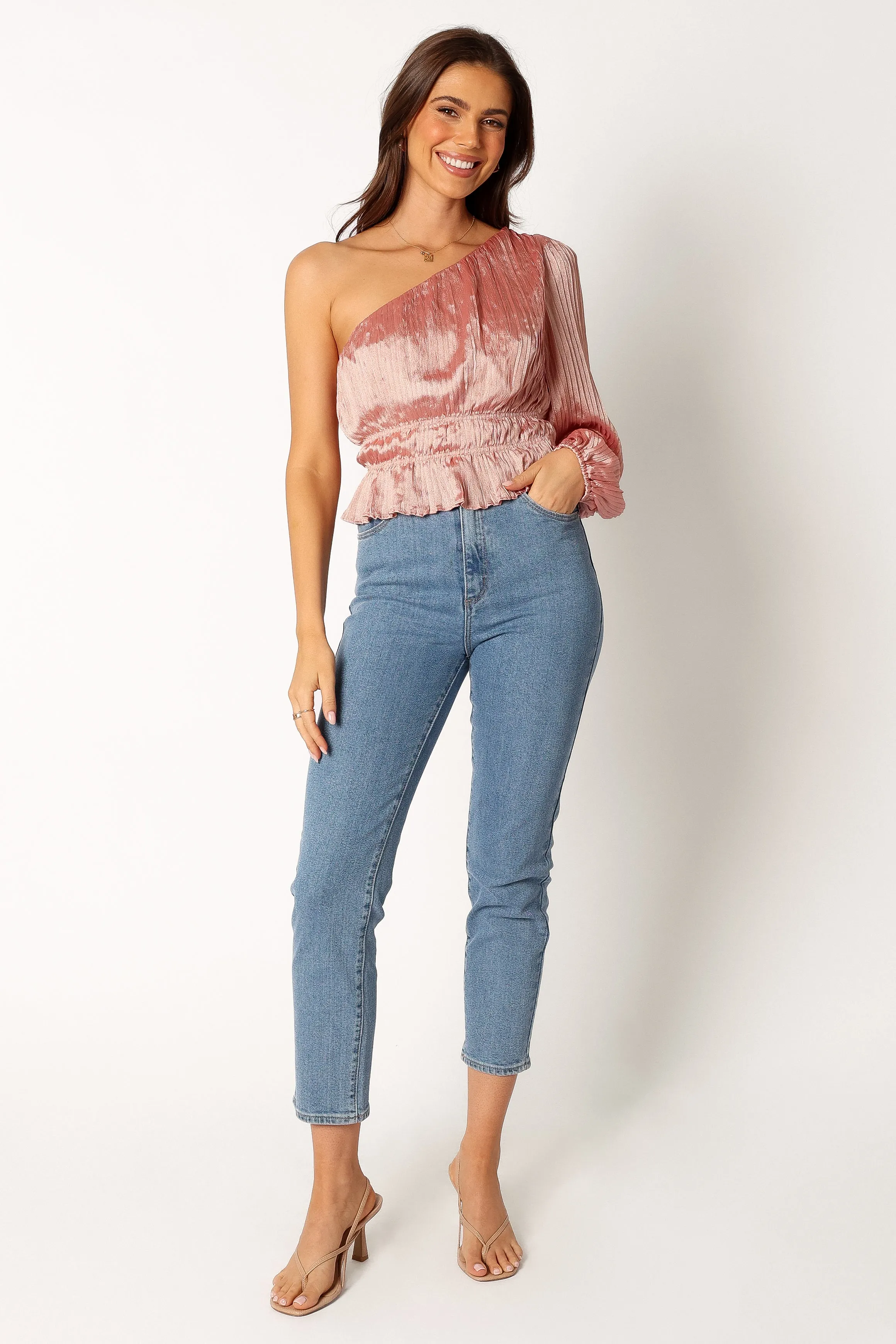 Aria One Sleeve Top - Pink