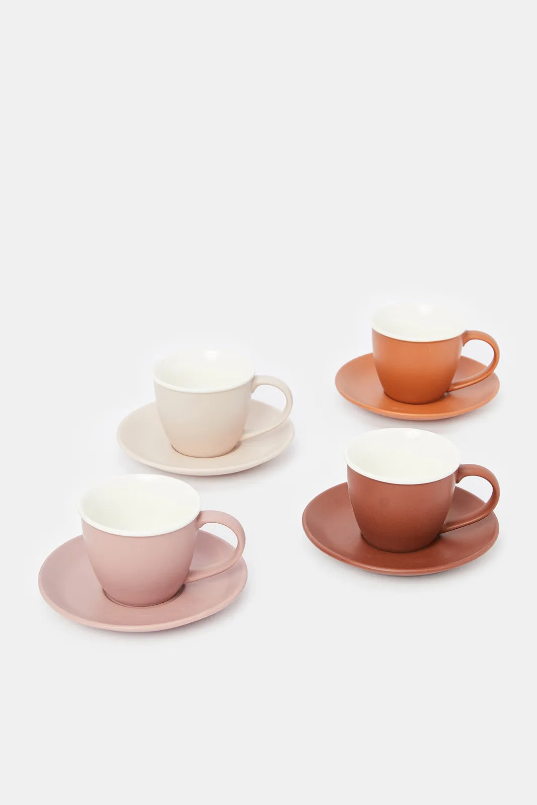 Assorted Plain Cup And Saucer Set (8 Piece)