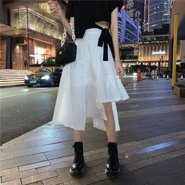 Asymmetric Skirt with Ruffles