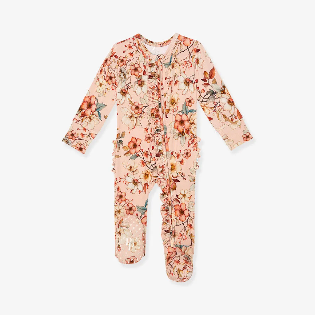 Aura Footie Ruffled Zippered One Piece