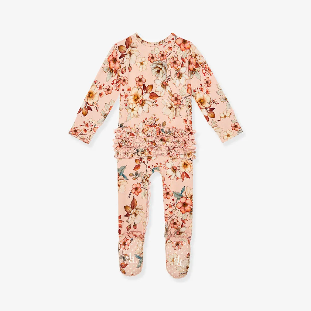 Aura Footie Ruffled Zippered One Piece