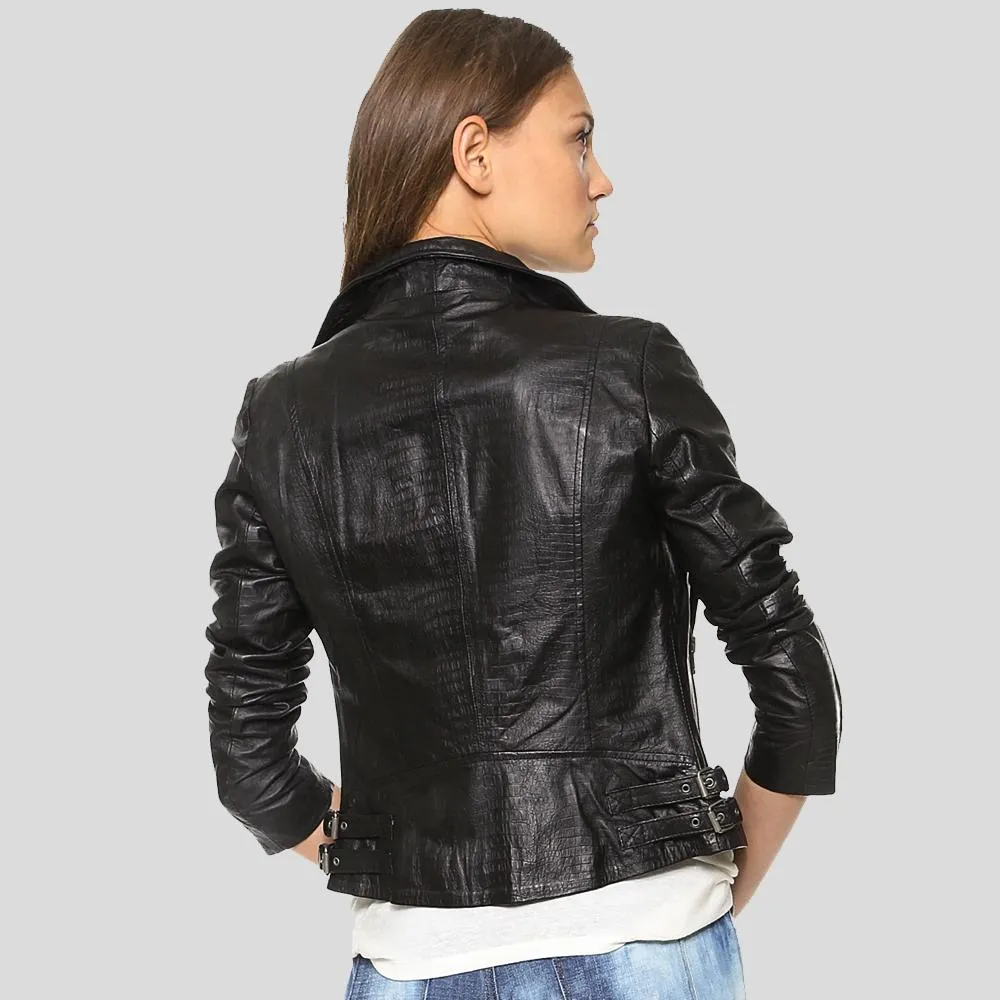 Azaria Black Motorcycle Leather Jacket