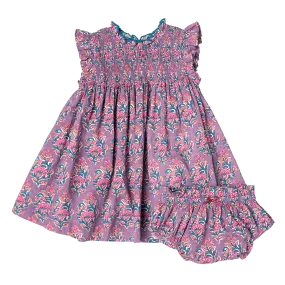 Baby Girls Stevie Dress Set - Lavender Posey Block Print