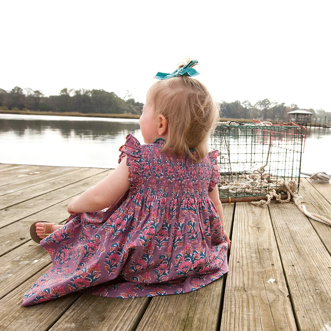 Baby Girls Stevie Dress Set - Lavender Posey Block Print