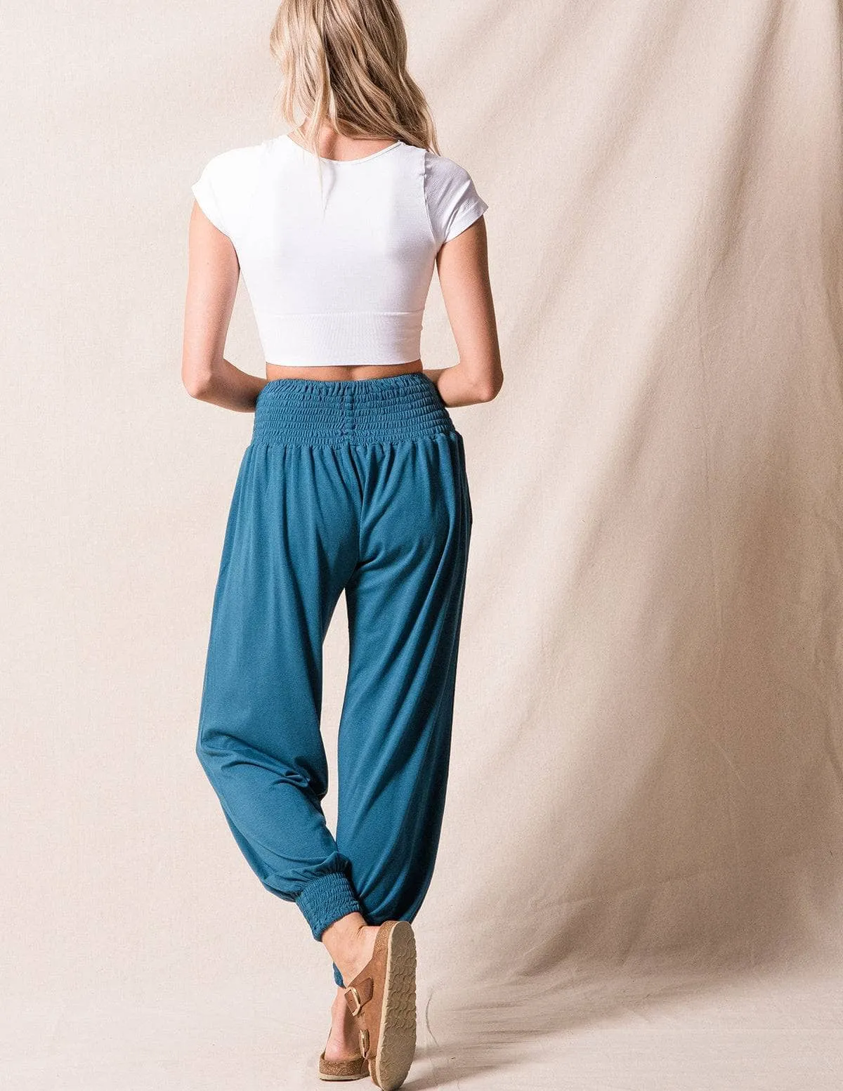 Bamboo / Organic Cotton Taj Pocket Pants - Teal Blue - As-Is-Clearance