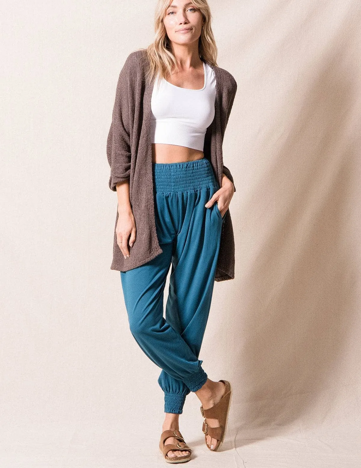 Bamboo / Organic Cotton Taj Pocket Pants - Teal Blue - M and L Only