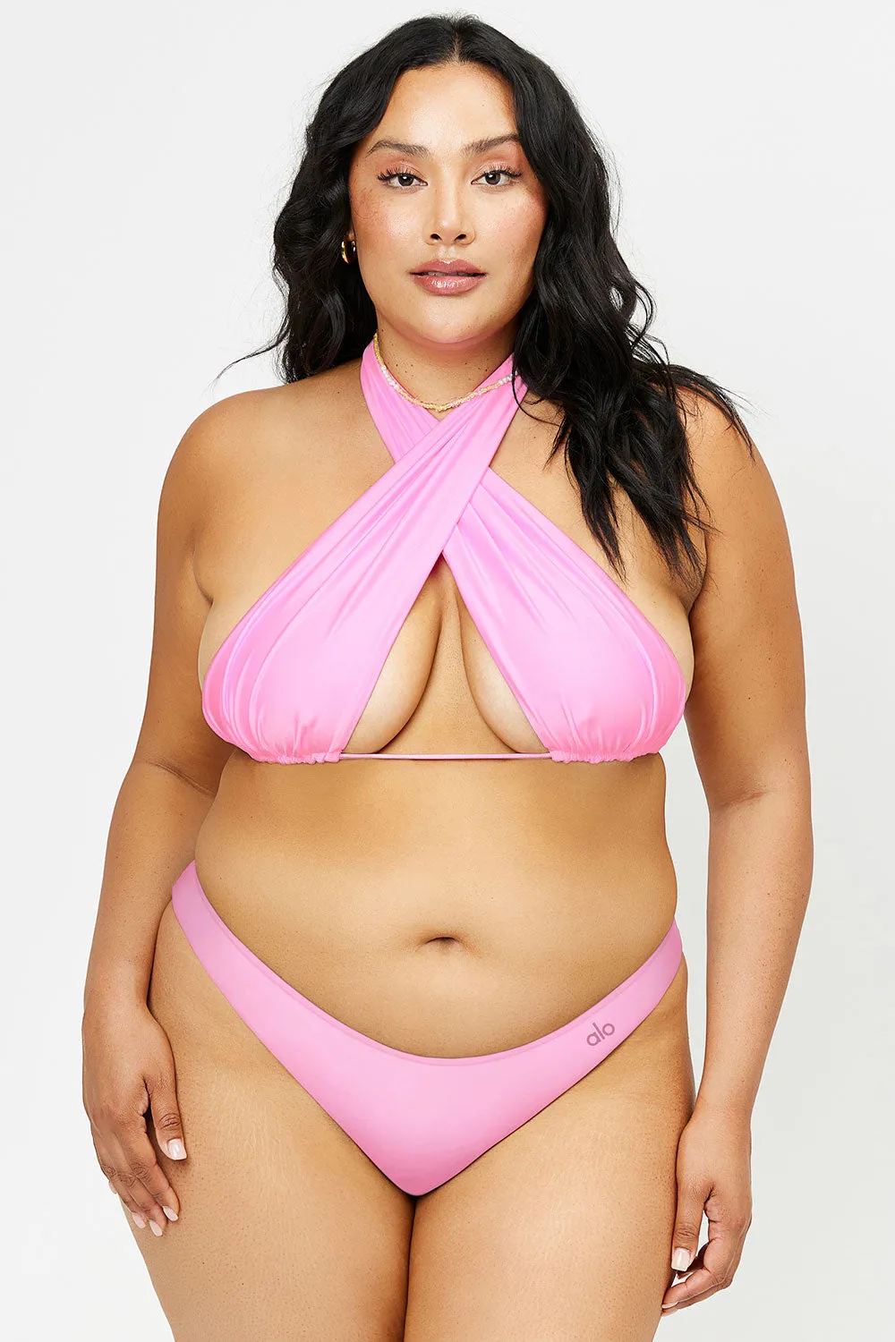 Bash Satin Wrap Bikini Top - 90's Pink