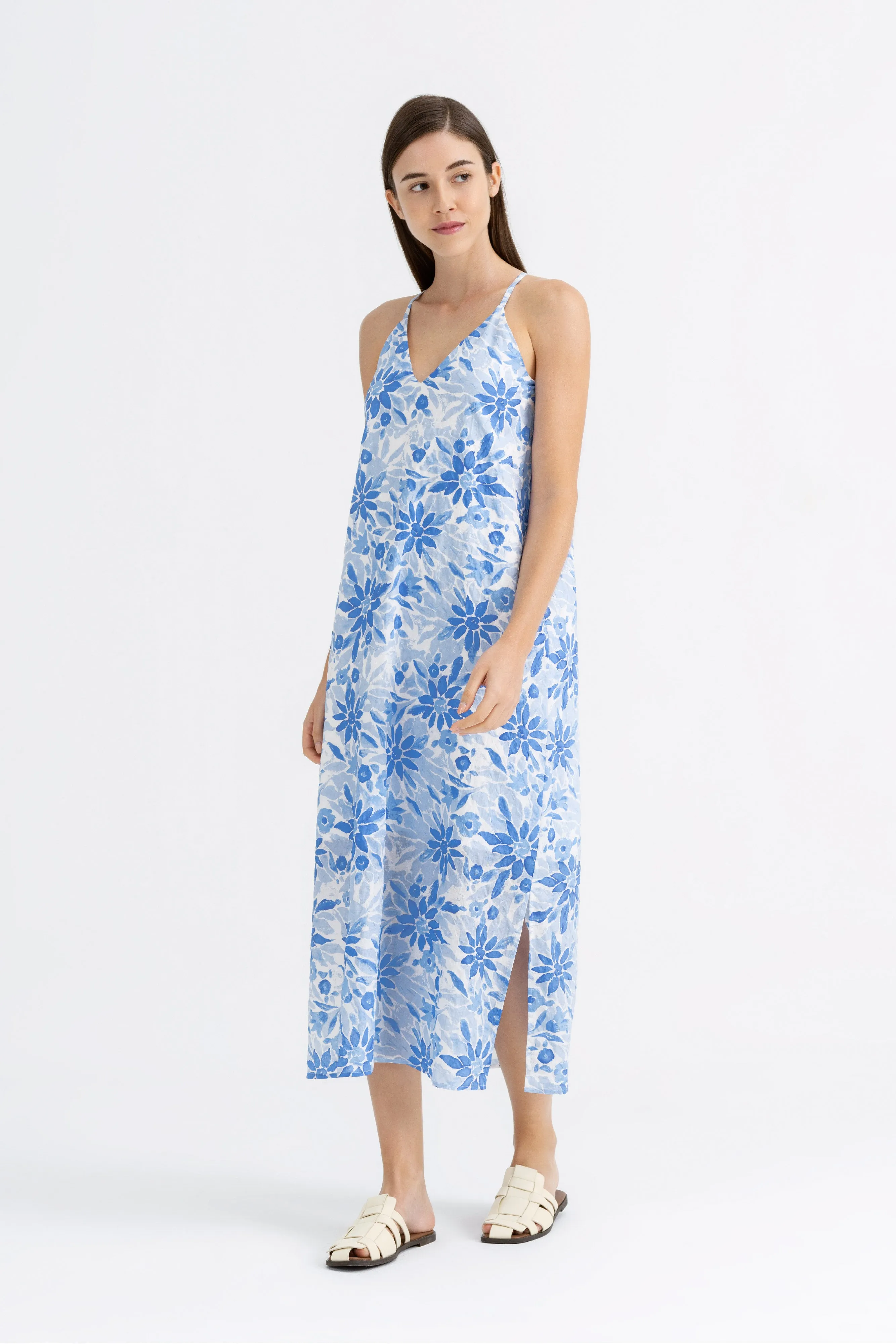 Beatrice Strap Maxi Dress with Slits