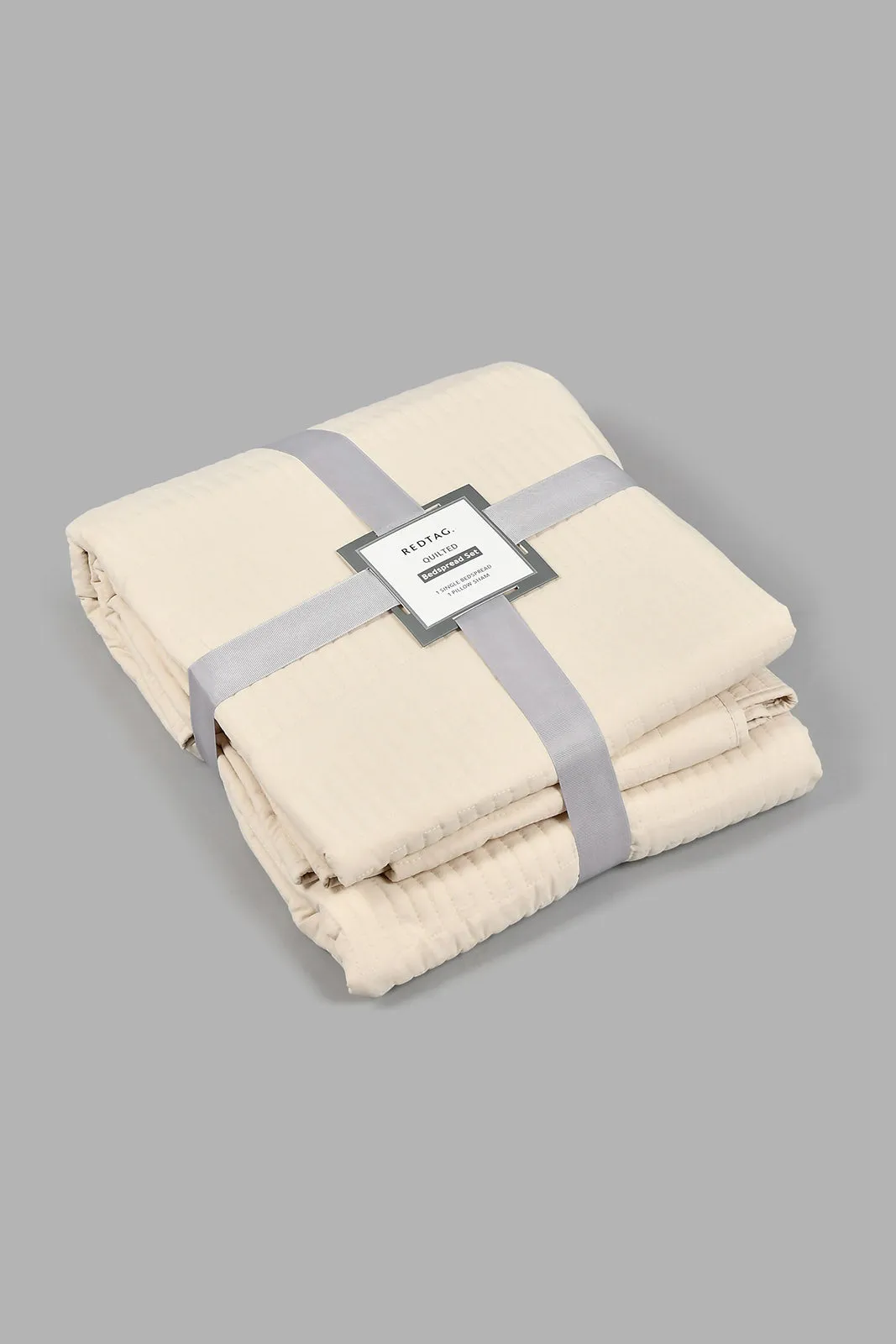 Beige 2-Piece Bedspread Set (Single Size)