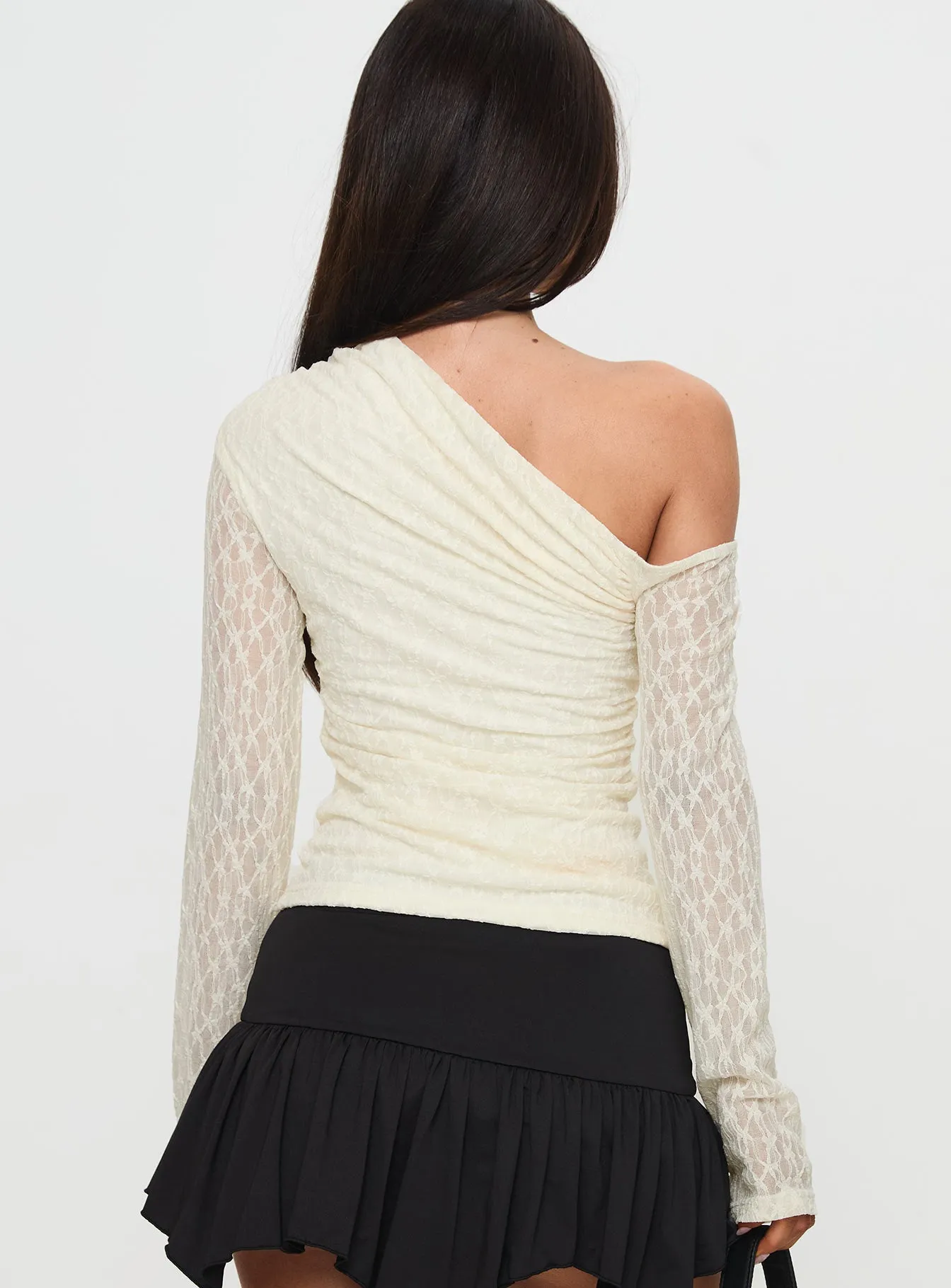 Beller Long Sleeve Lace Top Cream