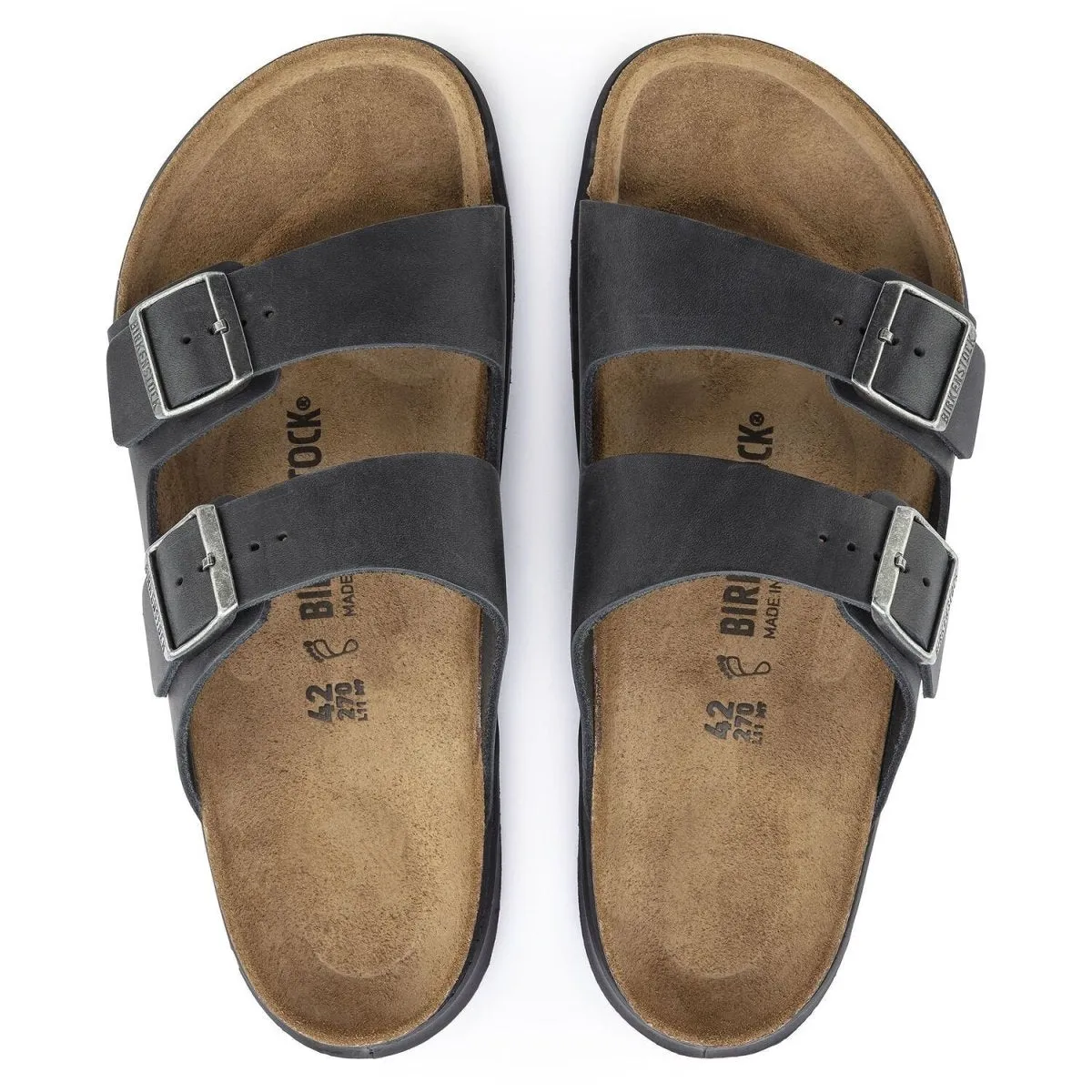 Birkenstock Men's Arizona Rugged Cross Town Black Oiled Leather