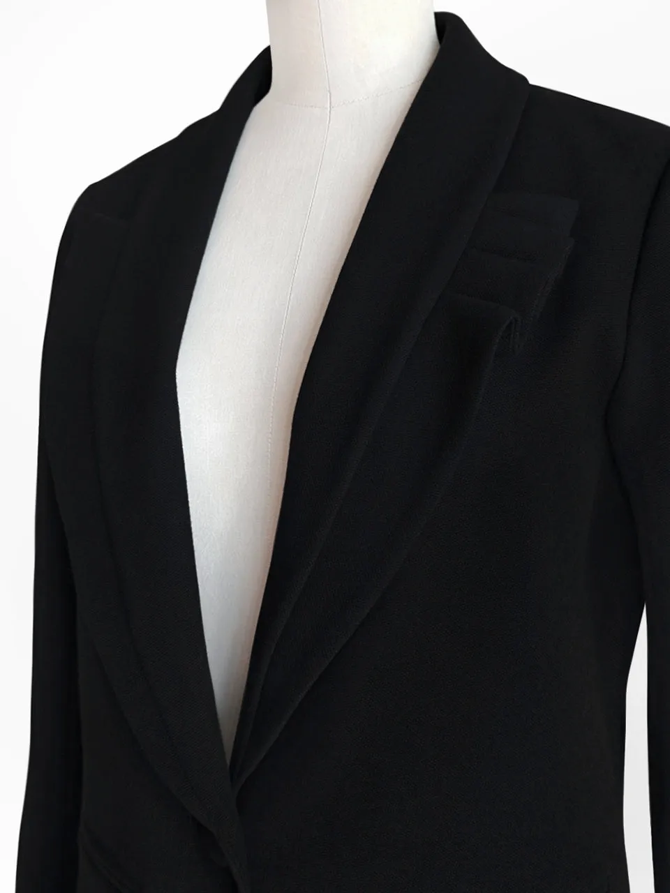 Black Asymmetrical Ruffled Lapel One Button suit jacket