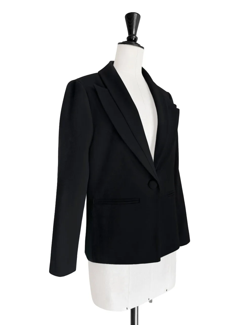 Black Asymmetrical Ruffled Lapel One Button suit jacket