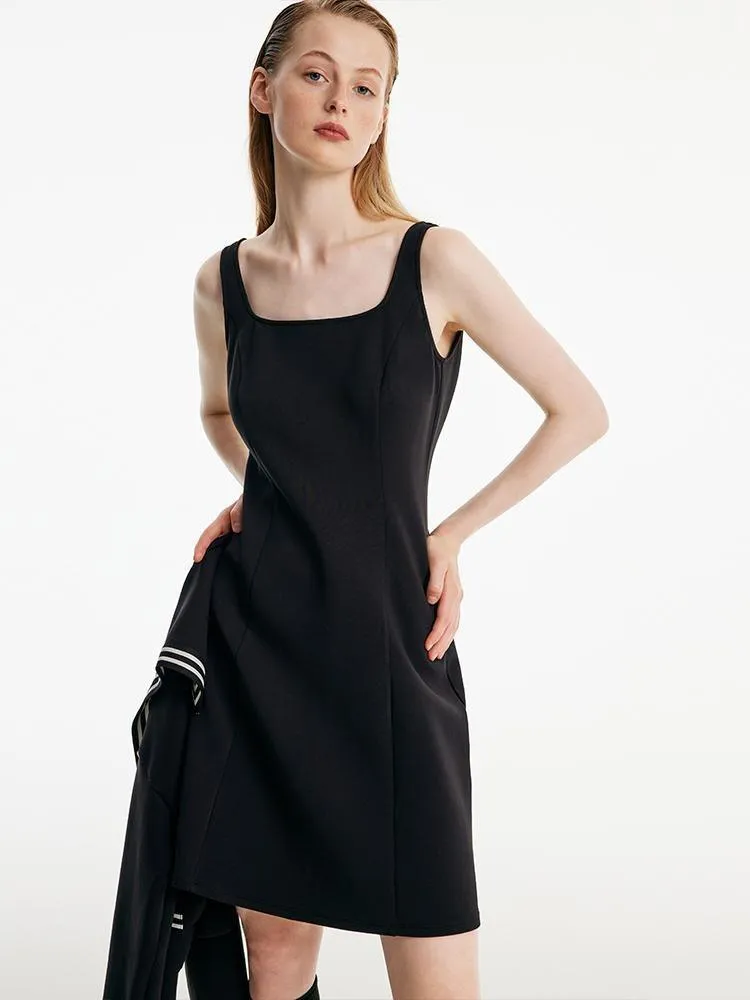 Black Tank Dress And Sailor Collar Jacket Two-piece Set