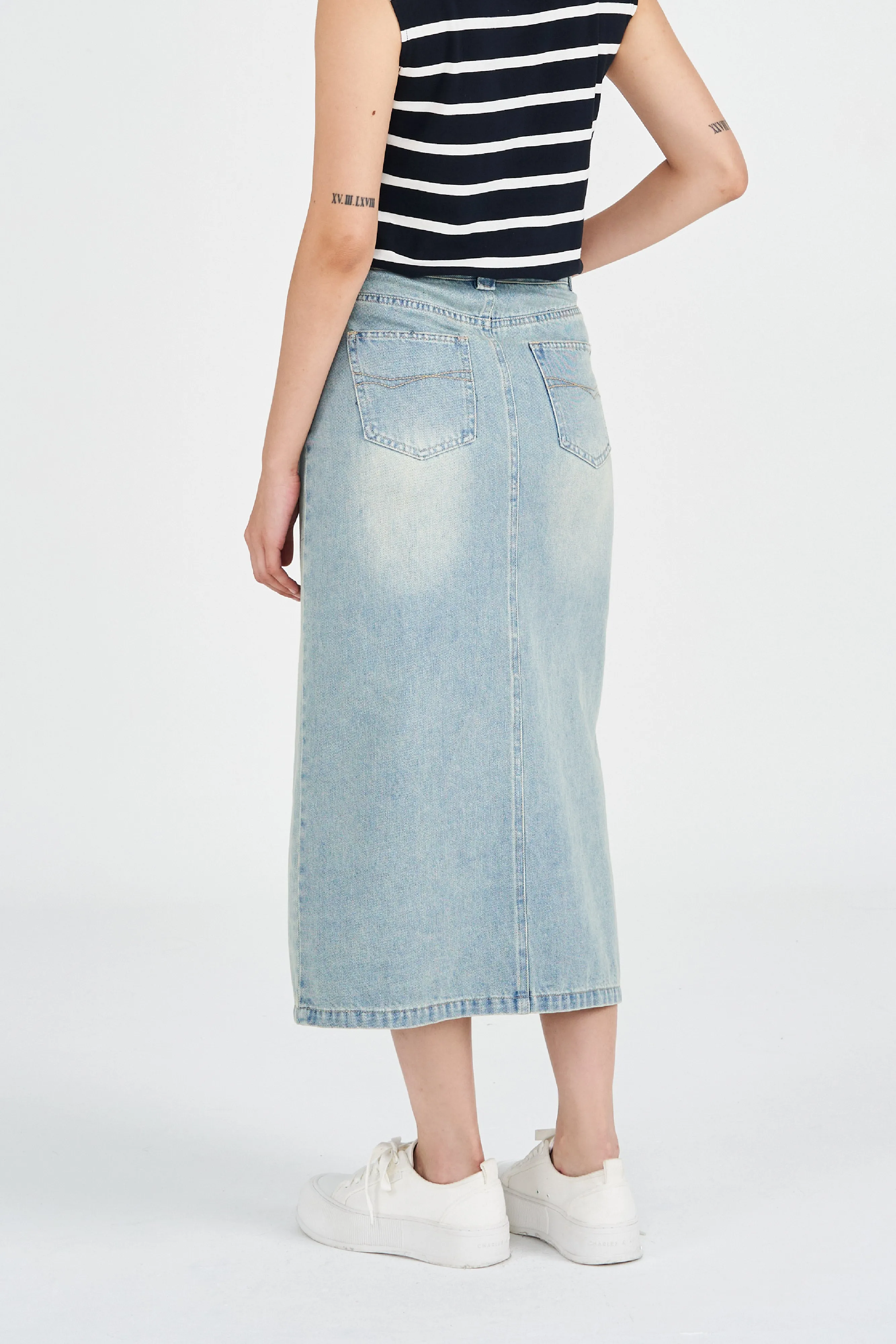 Brooke Denim Column Skirt