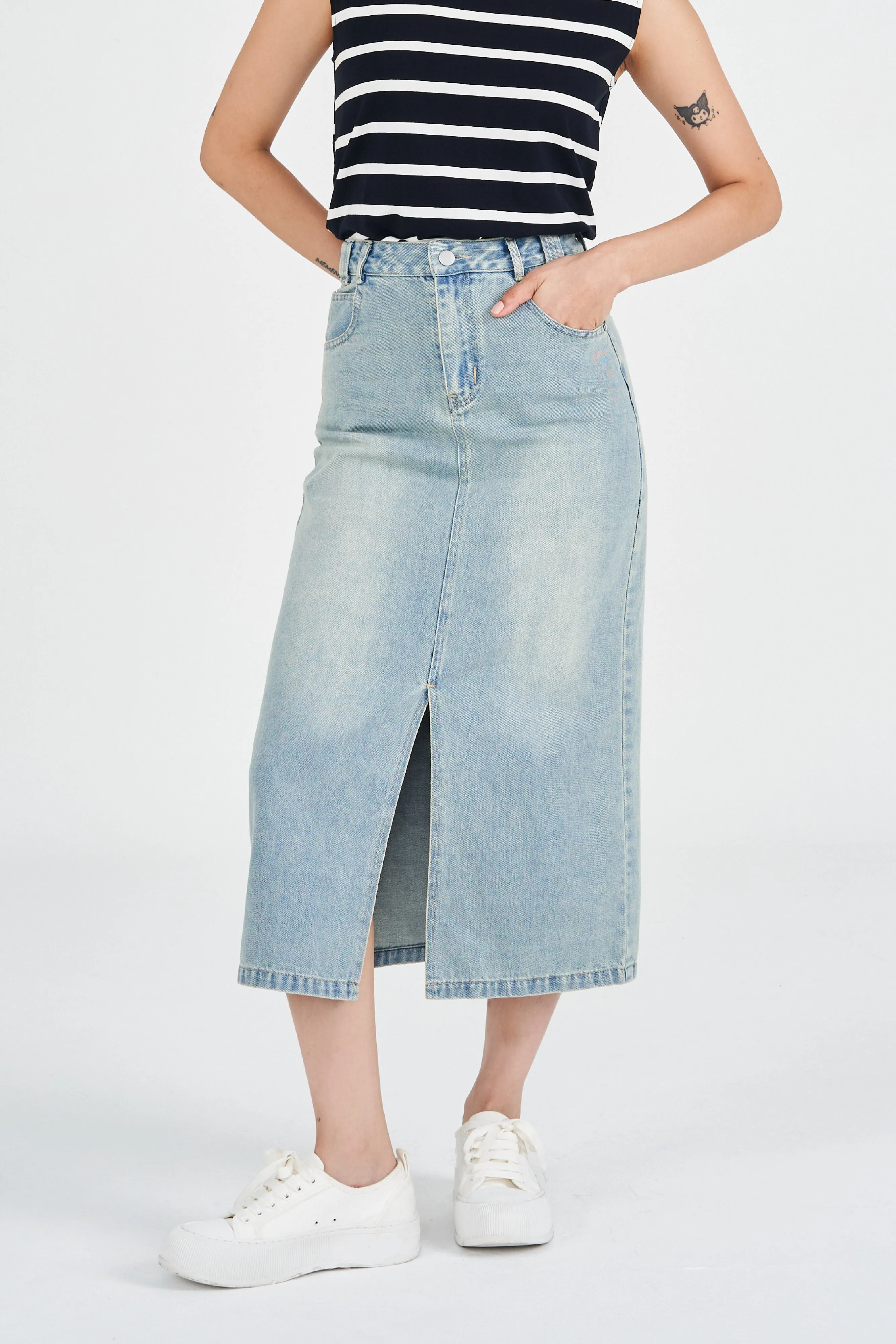 Brooke Denim Column Skirt