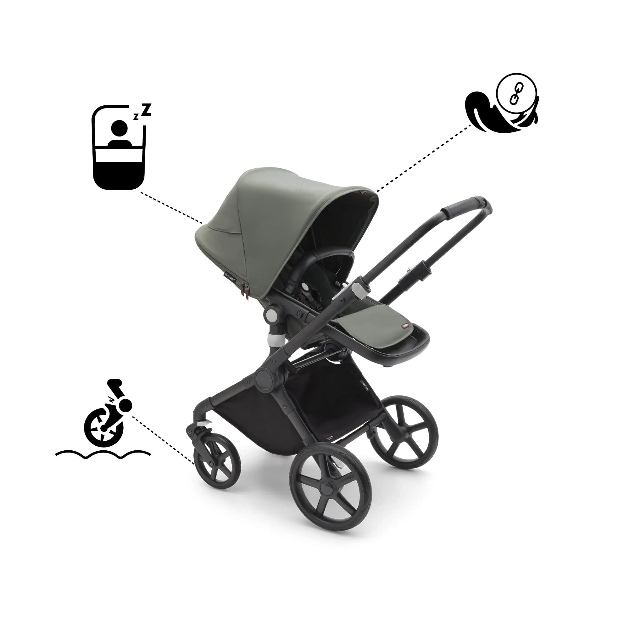 Bugaboo Fox Cub Essential Bundle - Black/Forest Green