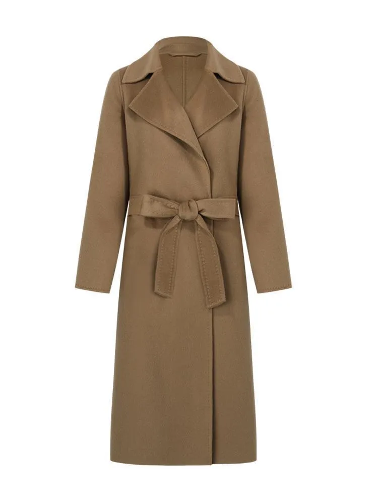 Camel Pure Cashmere Lapel Coat