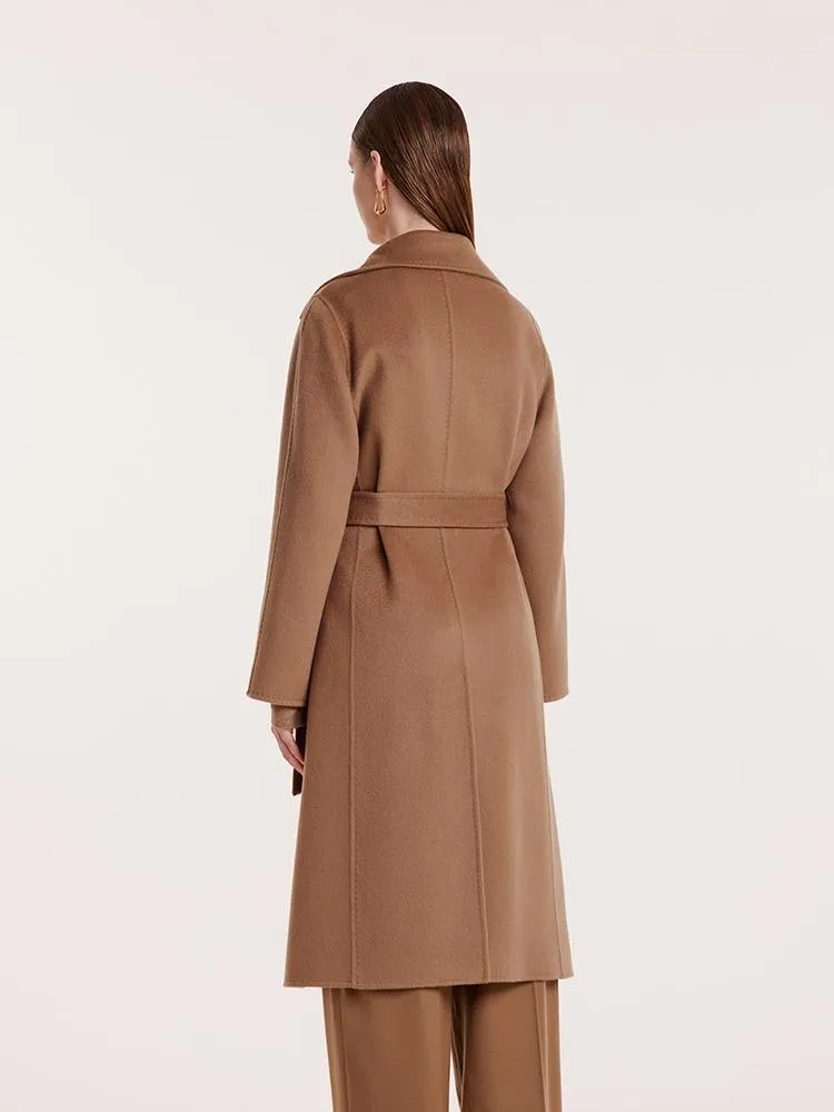 Camel Pure Cashmere Lapel Coat