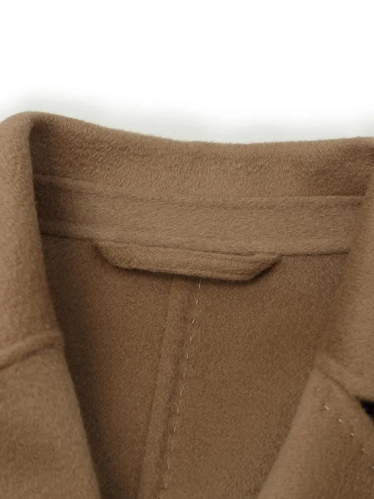 Camel Pure Cashmere Lapel Coat