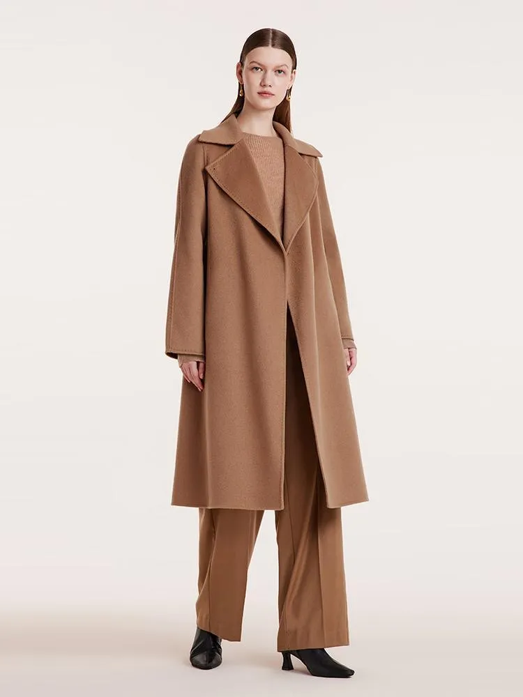 Camel Pure Cashmere Lapel Coat