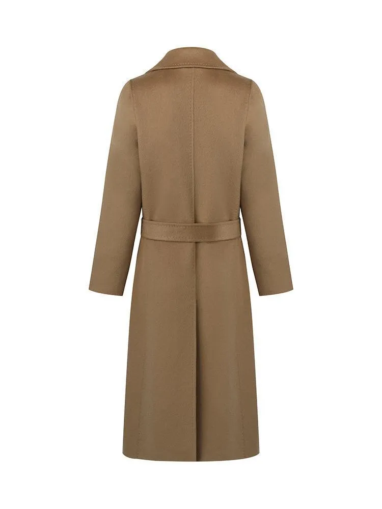 Camel Pure Cashmere Lapel Coat