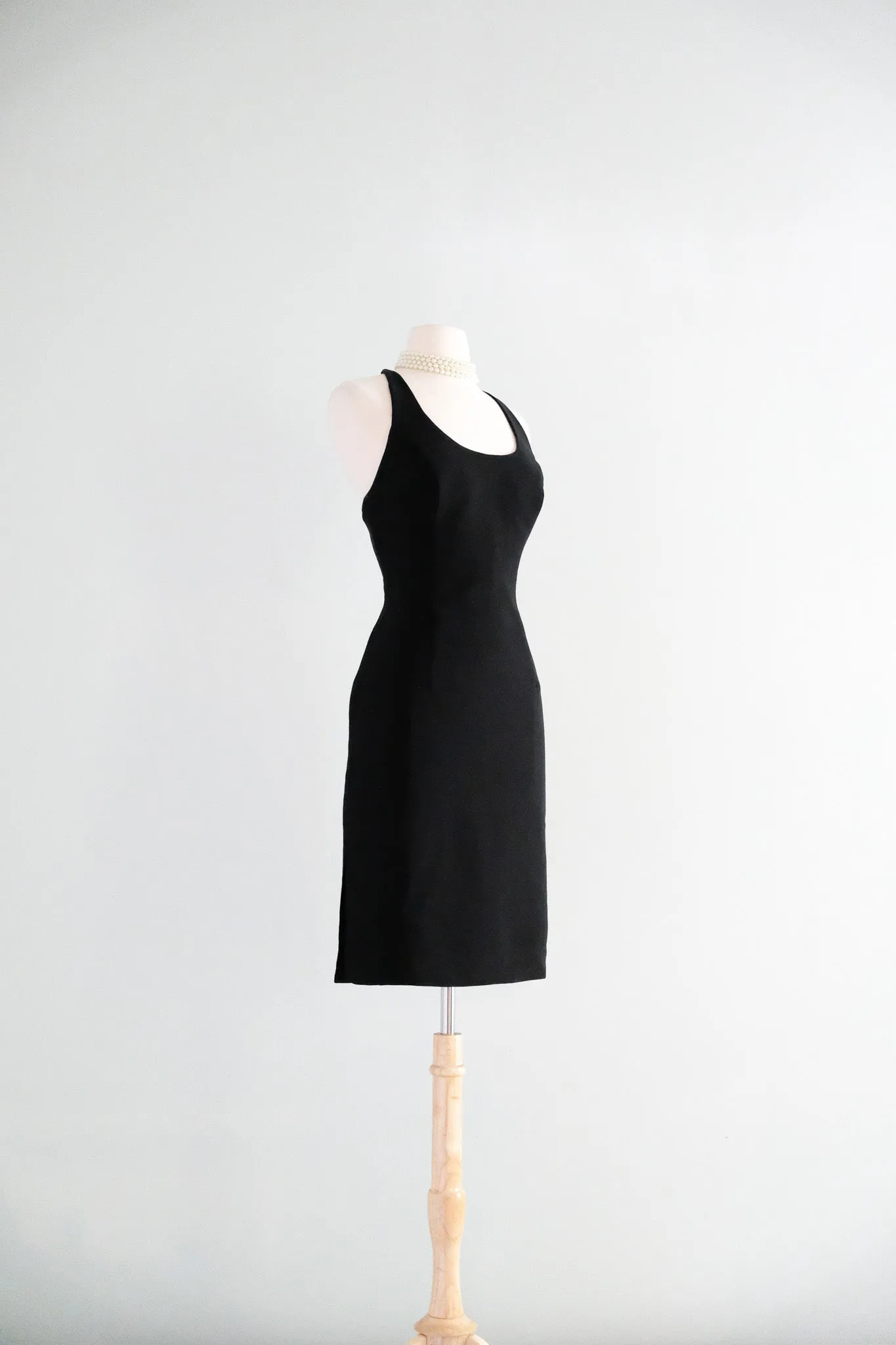 Chic 1990's Little Black Backless Dress with Cord Straps / Sz M