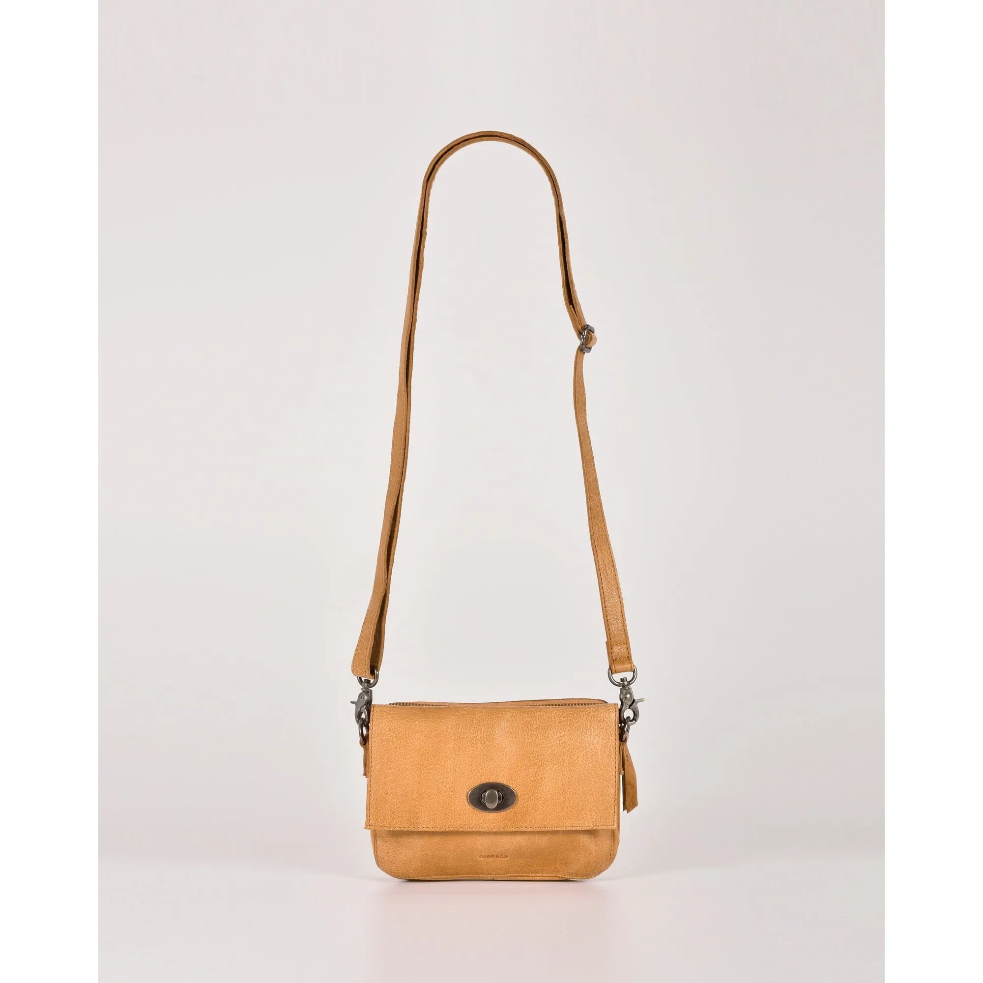 COBB & CO Darwin Leather Crossbody Bag with Turnbuckle