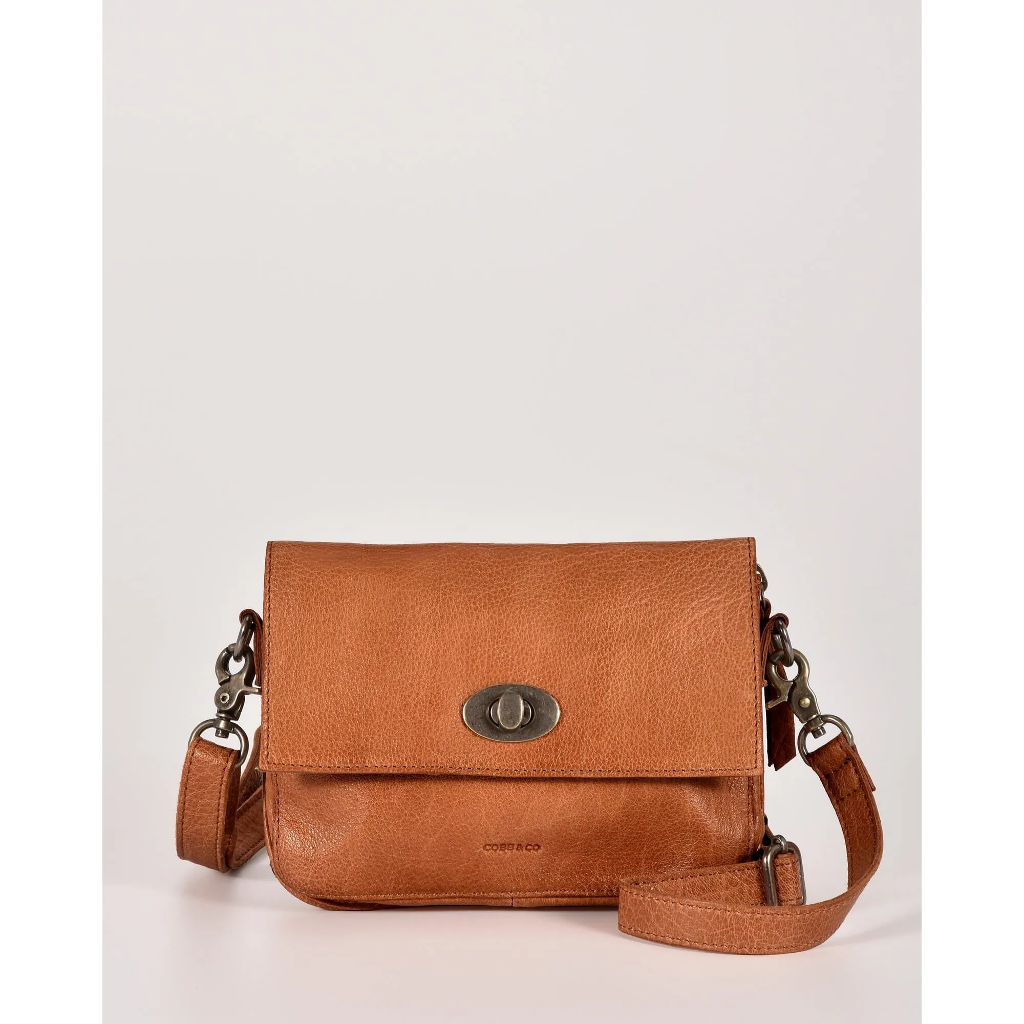 COBB & CO Darwin Leather Crossbody Bag with Turnbuckle