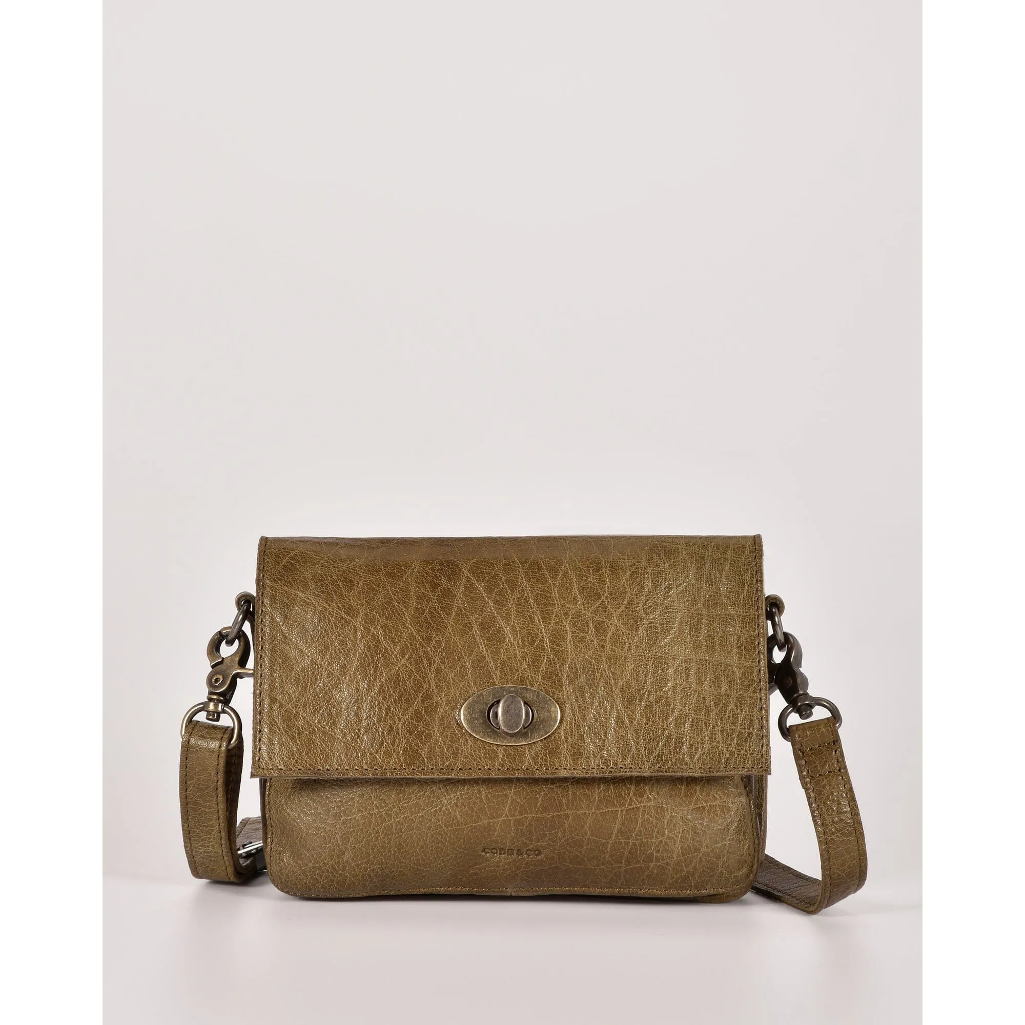 COBB & CO Darwin Leather Crossbody Bag with Turnbuckle