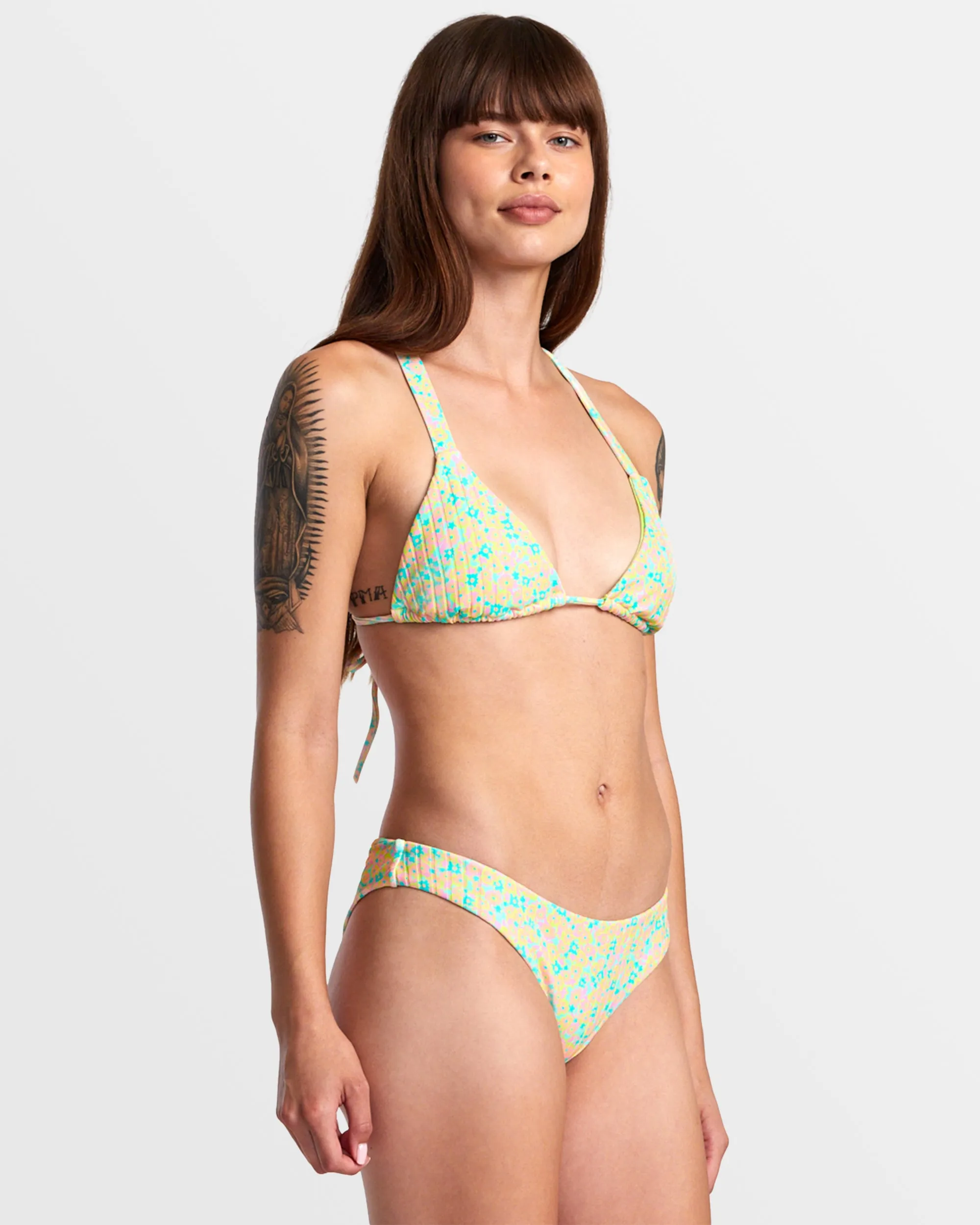 Confetti Wide Crossback Triangle Bikini Top - Neon Green