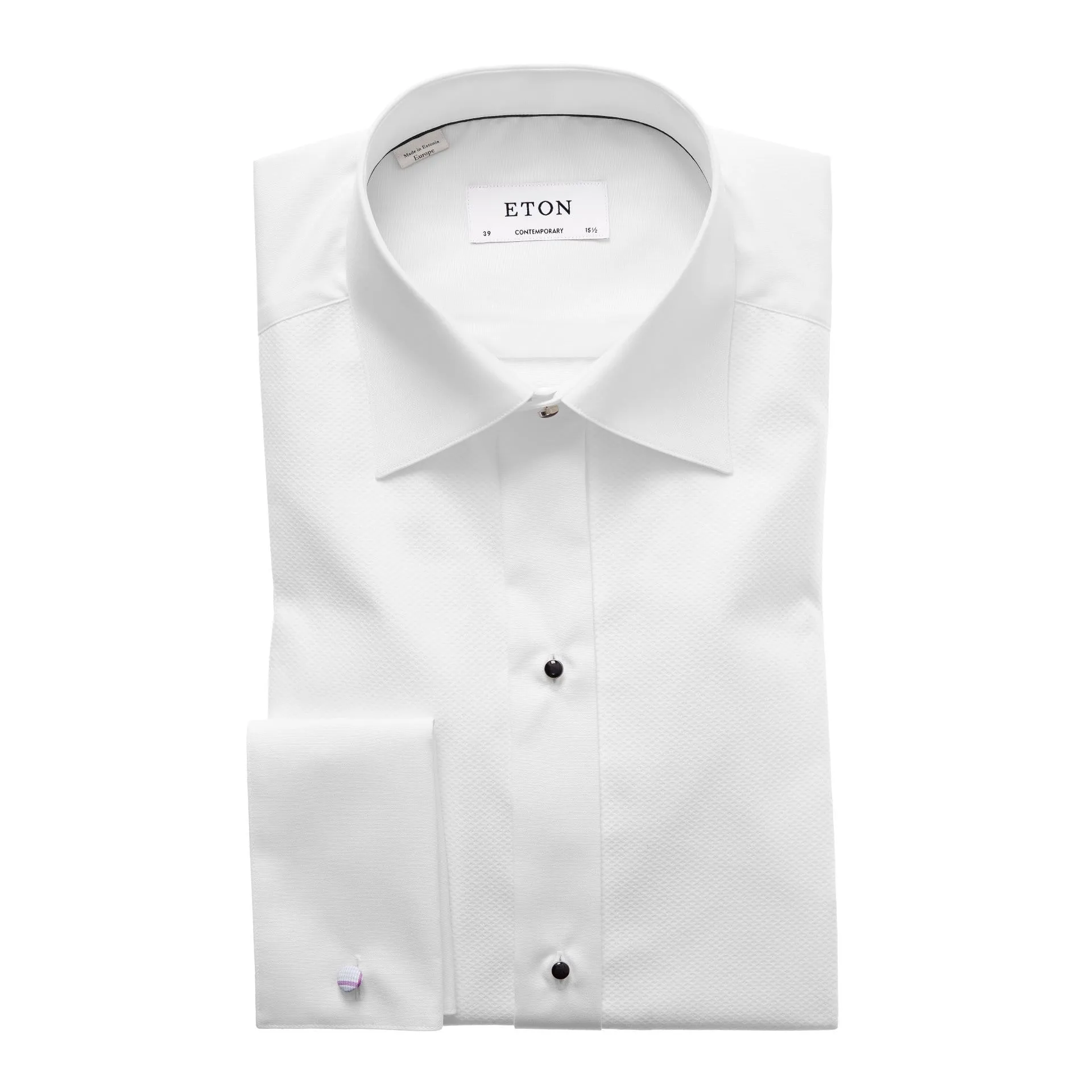 Contemporary Fit Piqué Black Tie Shirt