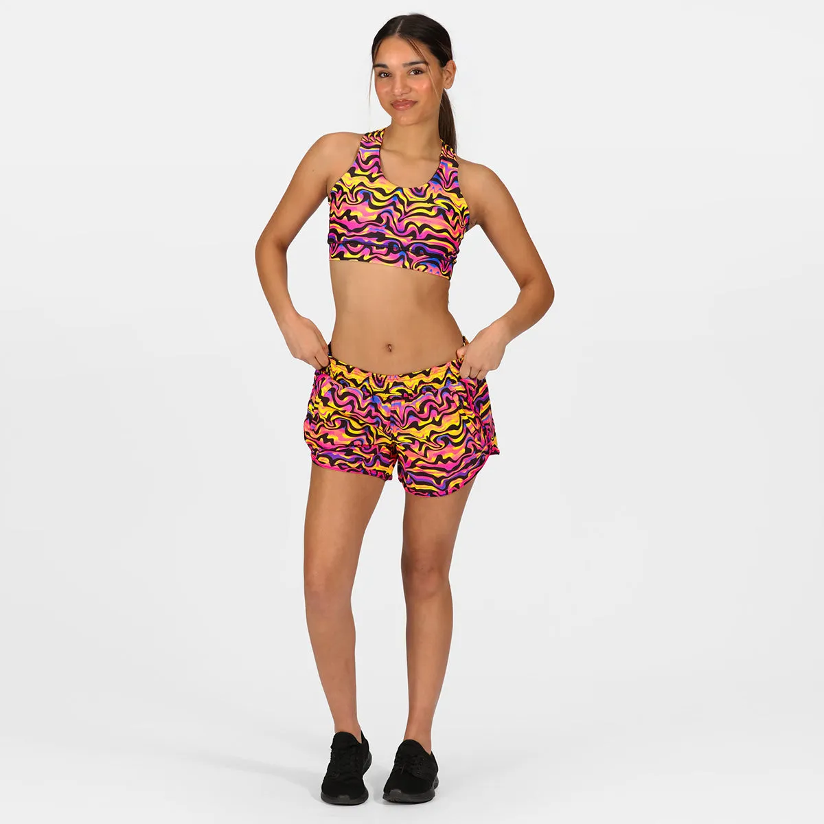 Coral Waves Loose Fit Workout Shorts