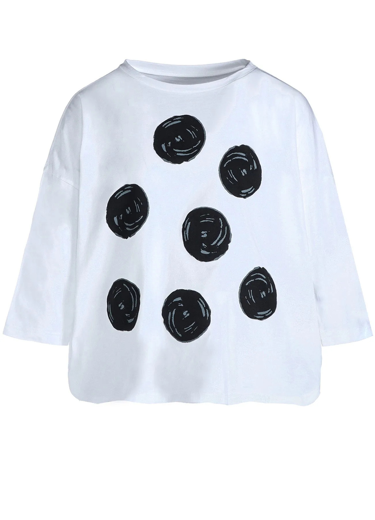 COTTON JERSEY DOT PRINT DOLMAN SLEEVE TUNIC