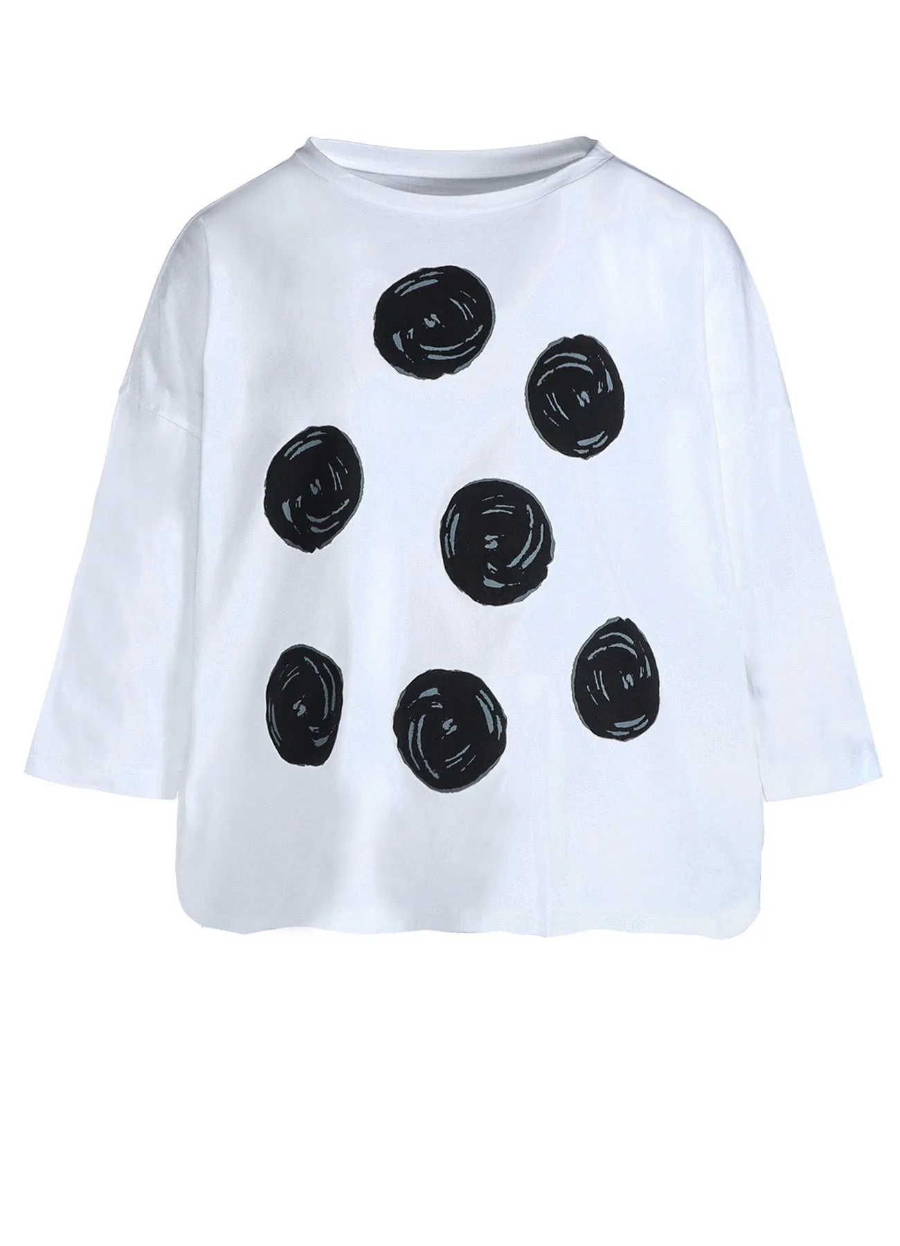 COTTON JERSEY DOT PRINT DOLMAN SLEEVE TUNIC