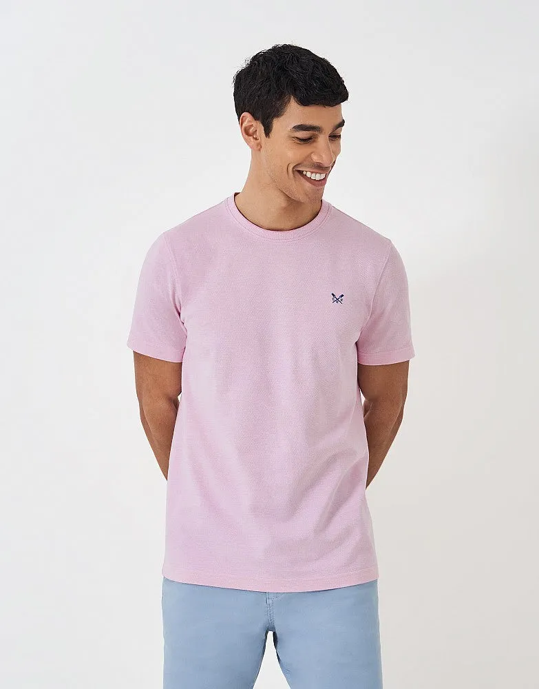 Crew Clothing Oxford Pique Short Sleeve T-Shirt - Heritage Pink White