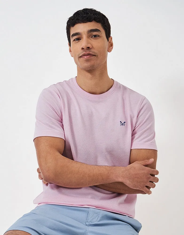 Crew Clothing Oxford Pique Short Sleeve T-Shirt - Heritage Pink White