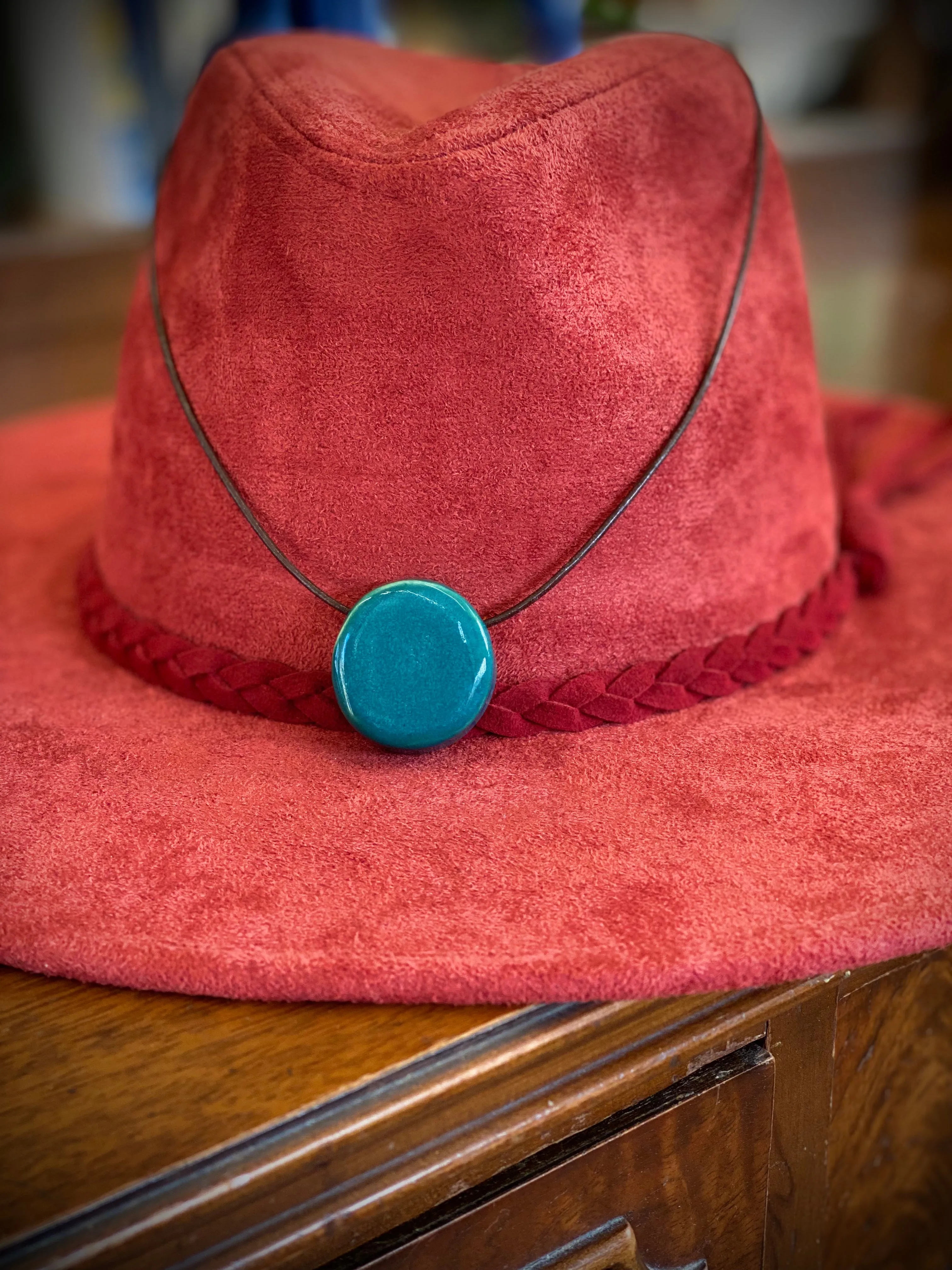 Dark Turquoise Floating Moon Necklaces