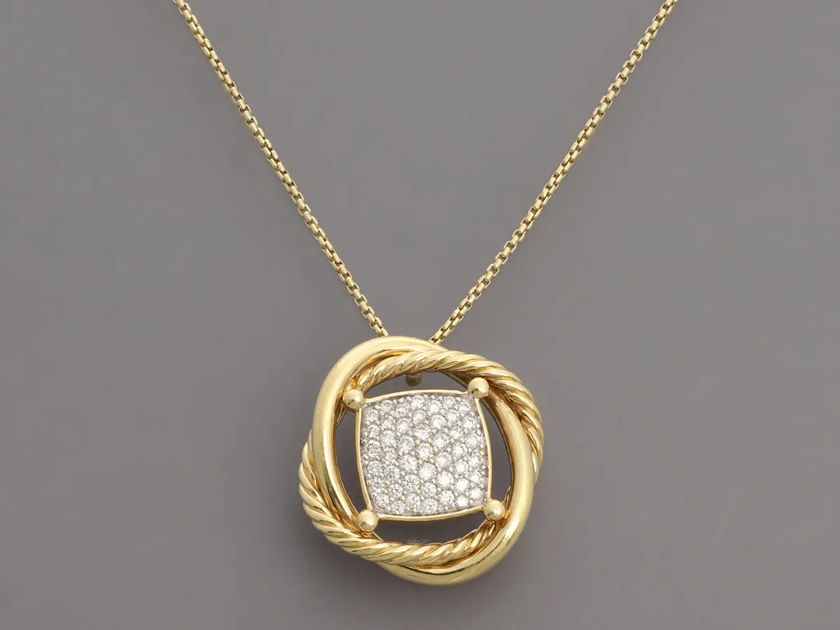 David Yurman 18K Yellow Gold Pavé Diamond Medium Infinity Pendant Necklace