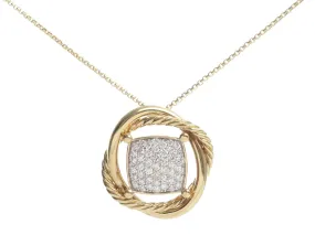 David Yurman 18K Yellow Gold Pavé Diamond Medium Infinity Pendant Necklace