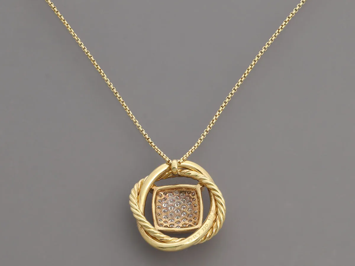 David Yurman 18K Yellow Gold Pavé Diamond Medium Infinity Pendant Necklace