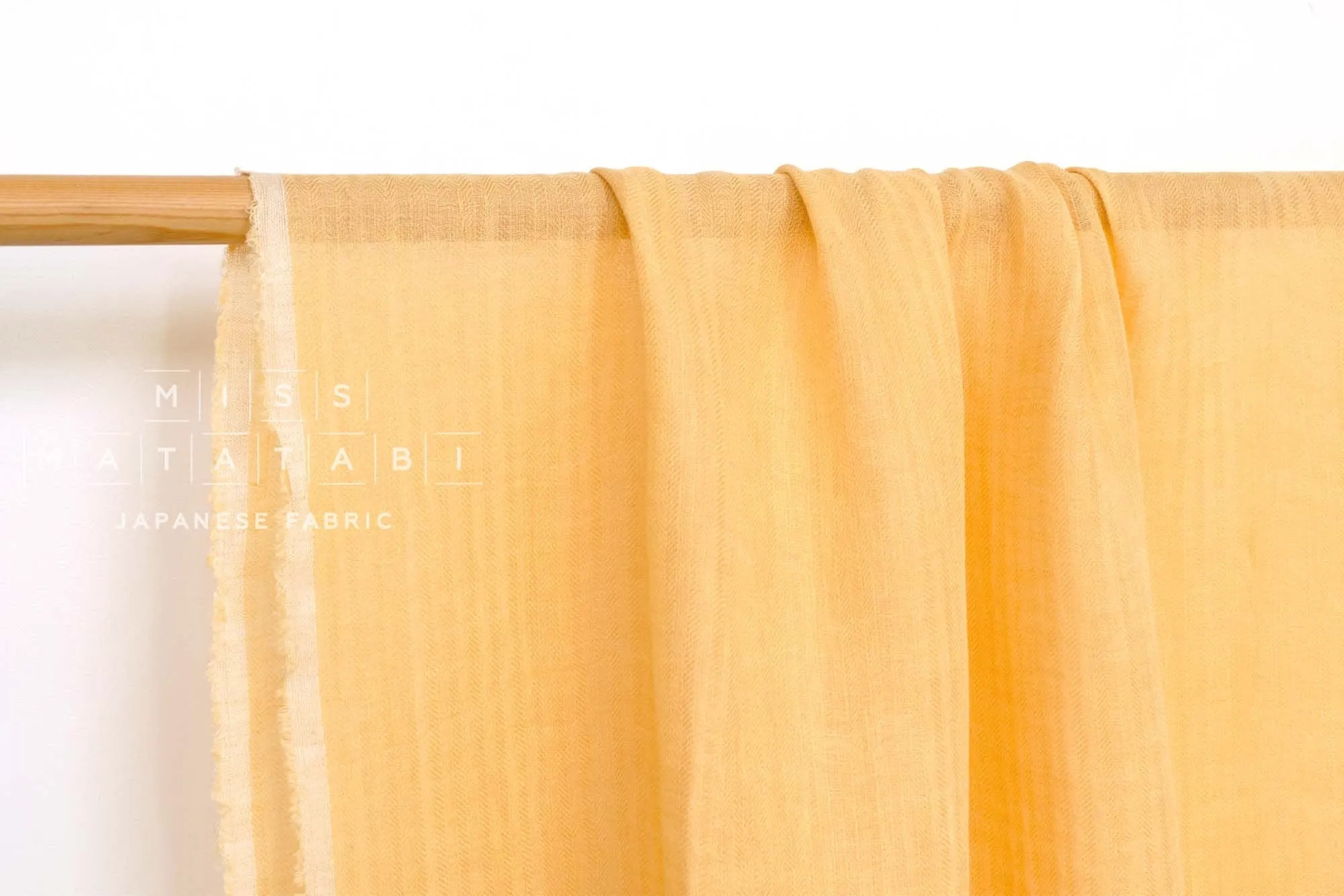 DEADSTOCK Washed Herringbone Linen Voile - buttercup